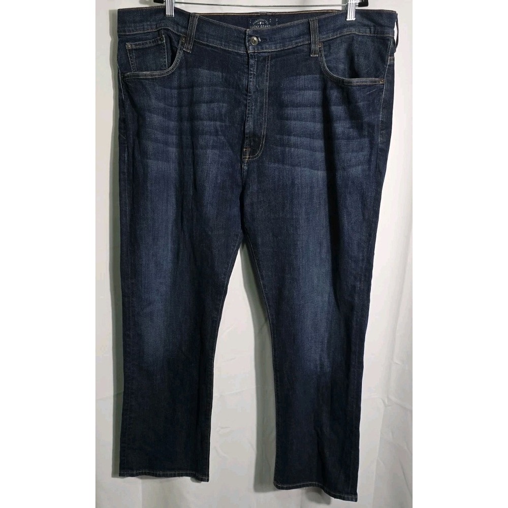 Lucky Brand 181 Relaxed Straight Jeans Mens 44x30 Blue Stretch Denim* Flaw